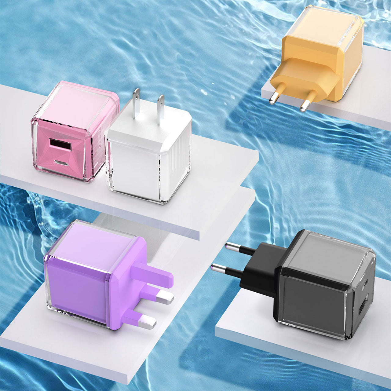 Small Ice Cube - A+C Dual-port Fast Charger, with EU plug, US plug, UK plug options. It supports super fast charging, is a full-voltage charger, featuring compact and portable design as well as a unique appearance.