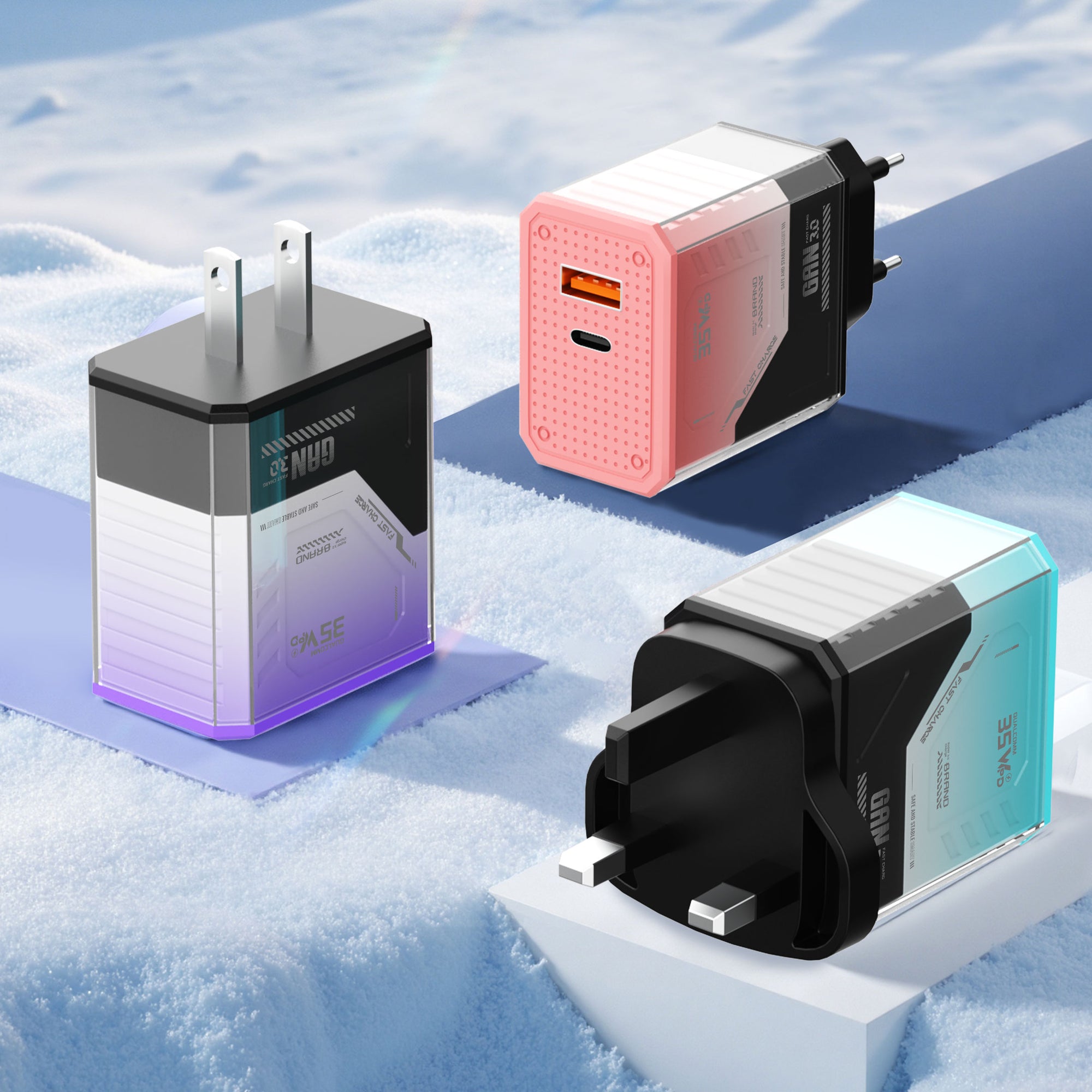 Battle Armor — A+C Dual-port Charger, available with EU, US, and UK plug options. It supports super fast charging, is a full-voltage charger, and features two different charging ports as well as a unique appearance.