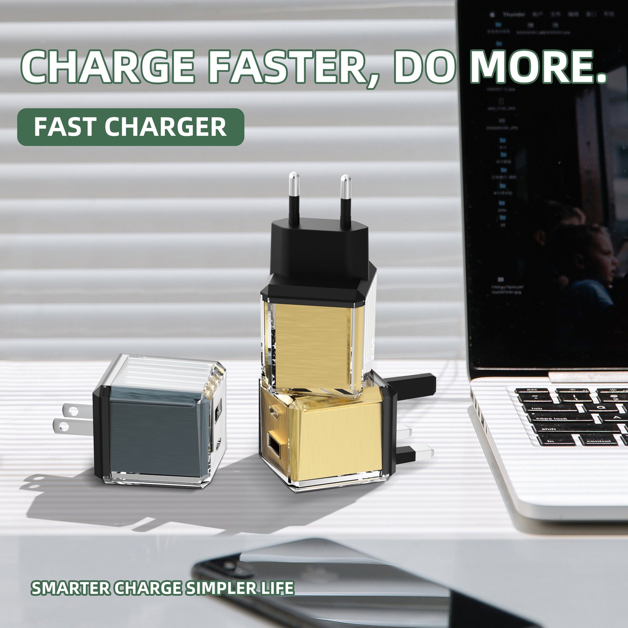 Small Ice Cube - A+C Dual-port Fast Charger, with EU plug, US plug, UK plug options. It supports super fast charging, is a full-voltage charger, featuring compact and portable design as well as a unique appearance.