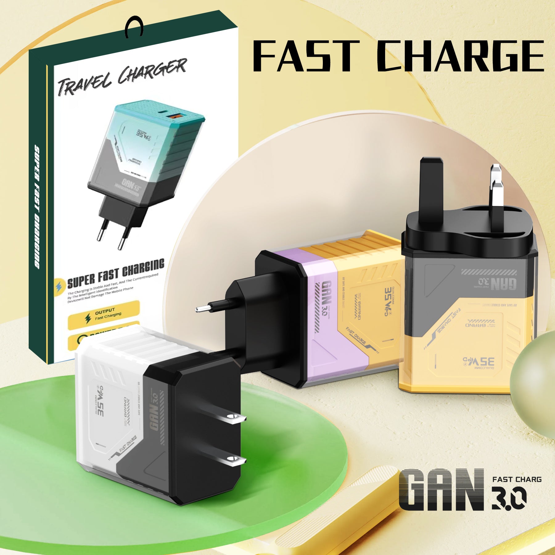 Battle Armor — A+C Dual-port Charger, available with EU, US, and UK plug options. It supports super fast charging, is a full-voltage charger, and features two different charging ports as well as a unique appearance.