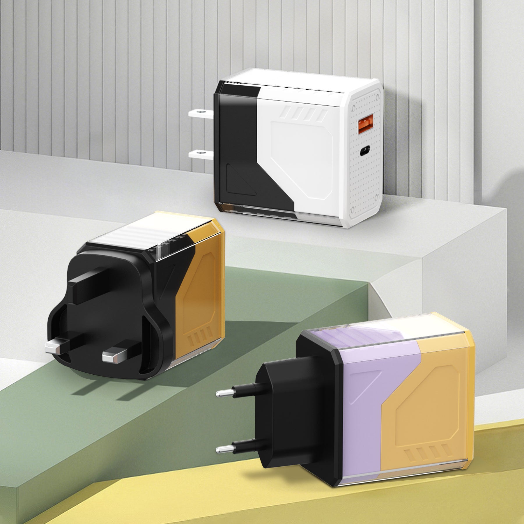 Battle Armor — A+C Dual-port Charger, available with EU, US, and UK plug options. It supports super fast charging, is a full-voltage charger, and features two different charging ports as well as a unique appearance.