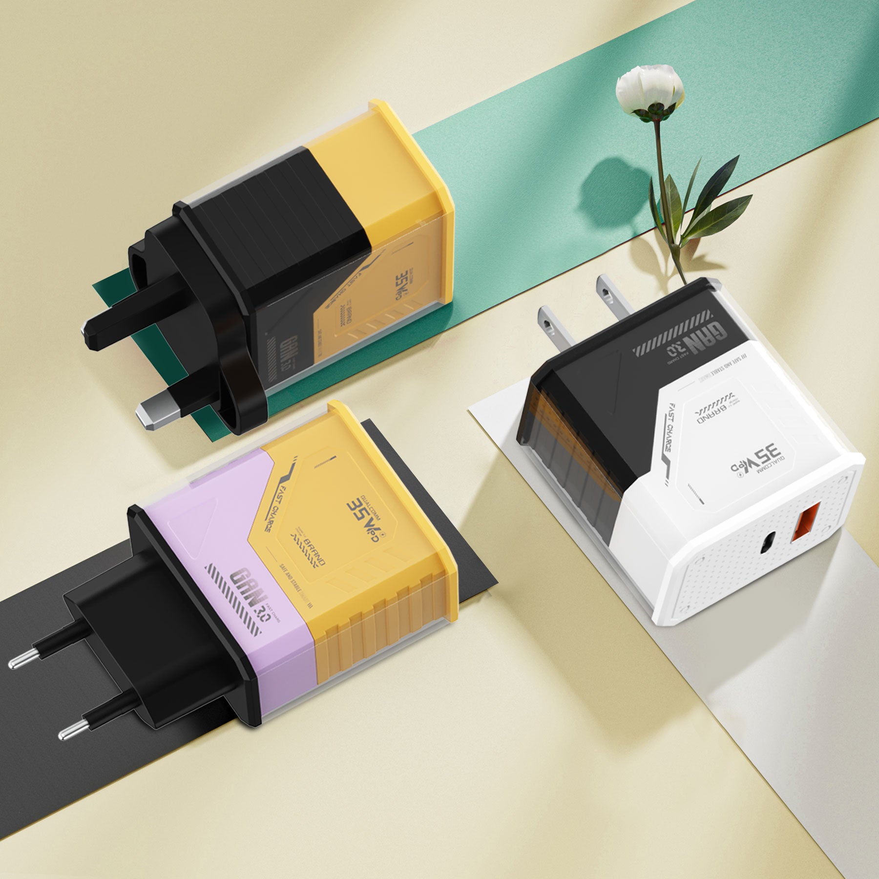 Battle Armor — A+C Dual-port Charger, available with EU, US, and UK plug options. It supports super fast charging, is a full-voltage charger, and features two different charging ports as well as a unique appearance.
